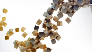 Flying cubes abstract 3d render - geometric abstract art free wallpaper