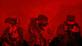 Birds hats coats gothic comic - three bird free wallpaper