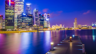 Tokyo cityscape dock reflections night - the dock free wallpaper