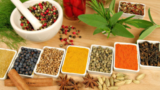 Spices herbs bowls mortar food 2 - small free wallpaper