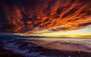 Sunset mountain range clouds snow - ferenc joachim free wallpaper