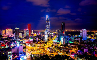 Tokyo city skyline night neon 2 - traffic free wallpaper