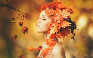Woman leaves head tree branch - daphne mcclure free wallpaper