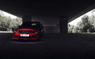Red car bridge night trees - david park free wallpaper