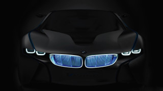 Black car blue lights photorealism - a black car free wallpaper