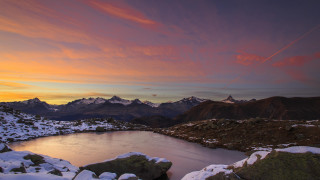 Lake mountains sunset cloudy sky - antoni pitxot free wallpaper