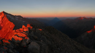 Mountain red light rocks orange - land art free wallpaper