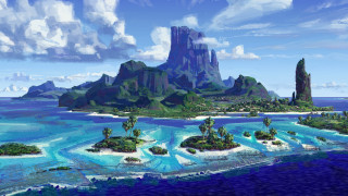 Tropical island mountain clouds blue - a tropical island free wallpaper