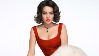 Woman red dress fur ball - edwin georgi free wallpaper