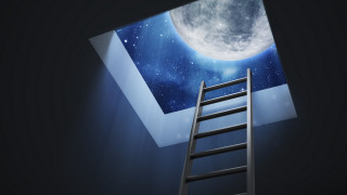 Ladder ceiling moon stars space - a ladder free wallpaper