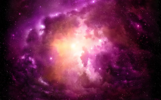 Purple yellow star cluster sky - a white center free wallpaper