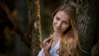 Woman blonde smiling outdoor jewelry - a cigarette free wallpaper for desktop