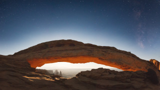 Rock formation stars orange arch - alson s. clark free wallpaper