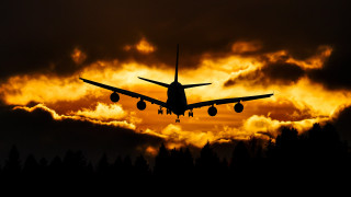 Sunset plane clouds autumn fire - orange glow free wallpaper