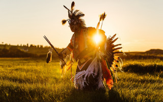 Costumed person field sunset fire - derek chittock free wallpaper