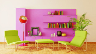 Living room pink wall green - book free wallpaper