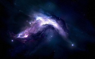Colorful space star nebula moon - a matte painting free wallpaper for desktop