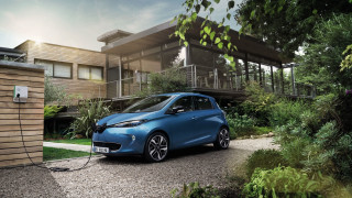 Blue car charger house balcony - solarpunk free wallpaper