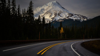 Night mountain road starry sky - a mountain in the background free wallpaper for desktop