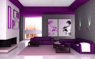 Living room purple furniture painting - modern free wallpaper