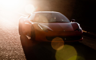 Red sports car street light - bernardo cavallino free wallpaper