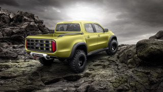 Yellow truck rocky terrain cloudy - a yellow truck free wallpaper
