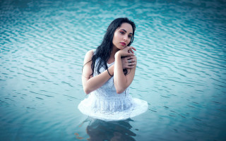 Woman water dress mermaid ocean - daphne mcclure free wallpaper