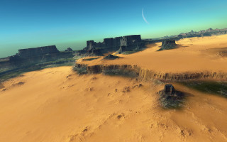 Desert rocks sand dunes blue - chesley bonestell free wallpaper