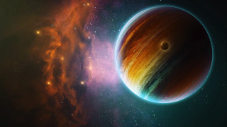 Planet ring star space aurora - a planet free wallpaper