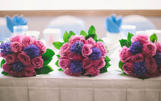 Flower vase bouquet blue pink - color scheme free wallpaper