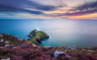 Lighthouse island ocean sunset impressionist - sunset free wallpaper