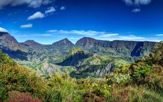 Mountain range blue sky clouds 10 - a scenic view of a mountain range free wallpaper