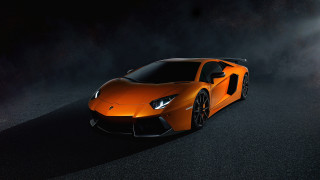 Orange sports car night fog - nice free wallpaper
