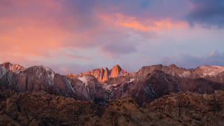 Mountain range pink sky clouds 24 - widescreen free wallpaper