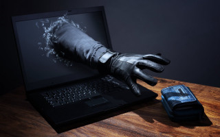 Laptop glove wallet wooden table - cybernetic free wallpaper
