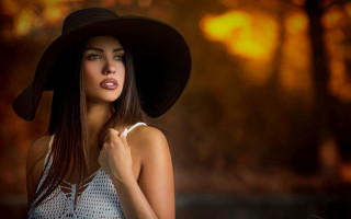 Woman hat woods sunset fashion - sunset time free wallpaper