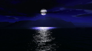 Full moon ocean night mountain - moonlight free wallpaper