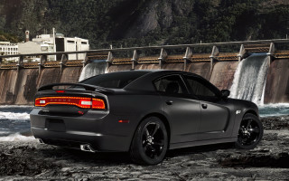 Gray sportscar waterfall dam city - matte finish free wallpaper