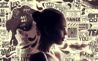 Woman ponytail graffiti wall silhouette - a wall free wallpaper for desktop