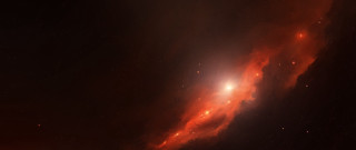 Bright red space light stars - a bright light in the middle of it free wallpaper
