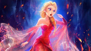 Woman red dress aurora fireworks - a woman free wallpaper