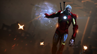 Red suit man sword glowing - a red suit holding free wallpaper