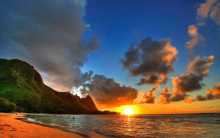 Sunset beach mountain forefront sky - arthur quartley free wallpaper