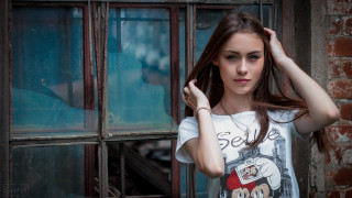 Woman longhair window brick fashion - anna hotchkis free wallpaper