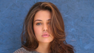 Woman long hair blue background 5 - long hair and a sweater free wallpaper