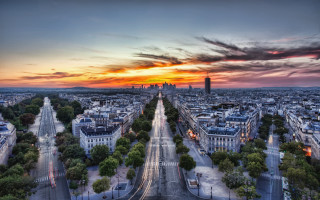 Paris sunset cityscape street trees - paris school free wallpaper