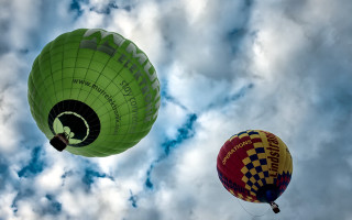 Two hot air balloons blue - hot free wallpaper