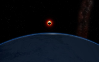 Black hole red sky space - redshift free wallpaper