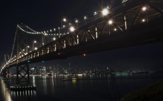 Bridge water night city lights 3 - a bridge over a body of water free wallpaper