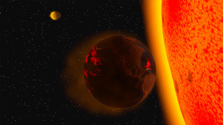 Red yellow planet moon star - planet free wallpaper
